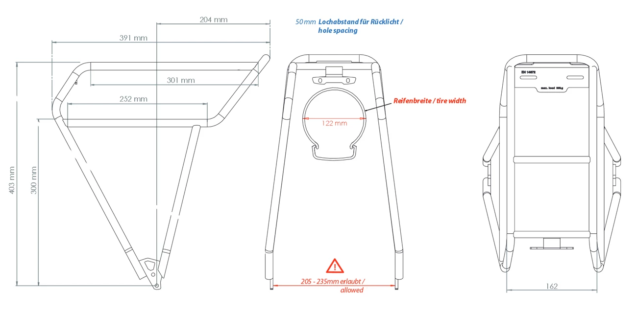 Tubus Porte-bagages Fat 26" - 28" Noir – Image 2