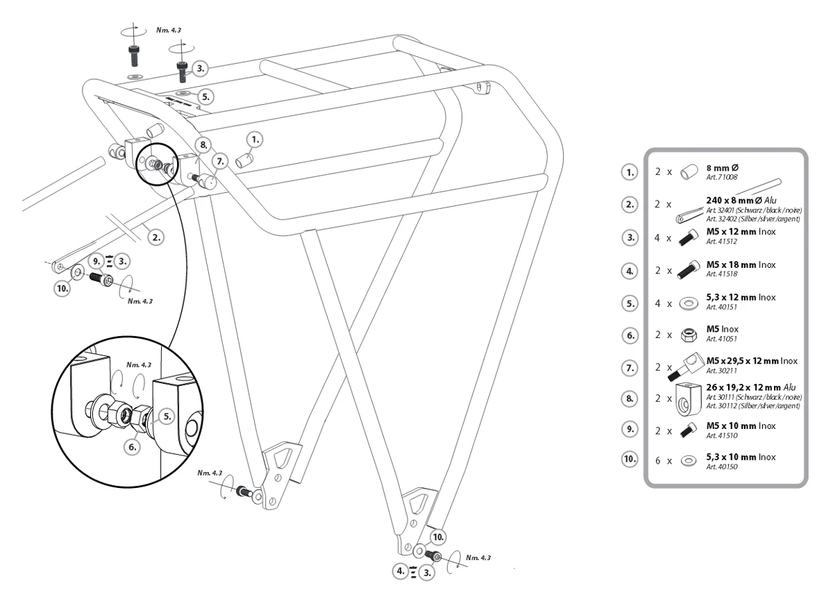 Tubus Porte-bagages Fat 26" - 28" Noir – Image 3